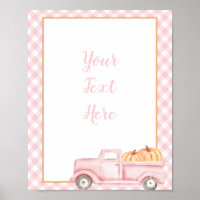 Petit modèle de pancarte à carreaux rose et camion