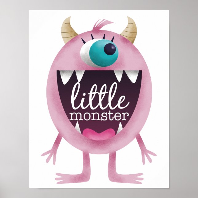 Poster Petit Monster Rose Girls Room (Devant)
