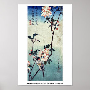 Poster Petit oiseau sur une branche par Andō, Hiroshige