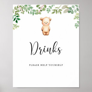 Poster petit ours Boissons servez-vous