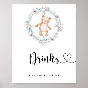 Poster petit ours Boissons servez-vous