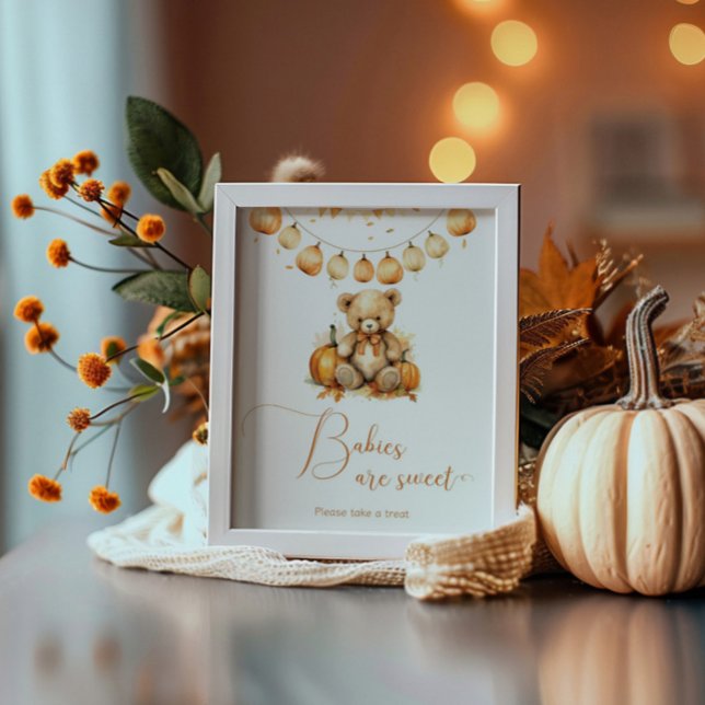 Poster Petit ours citrouille baby shower Les bébés sont d (Créateur téléchargé)