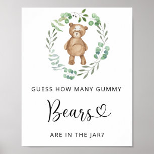 Poster Petit ours des bois devinez combien d'ours GUMMMY