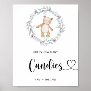 Poster Petit ours devine combien de bonbons