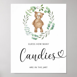 Poster Petit ours devinez combien d'affiches de bonbons