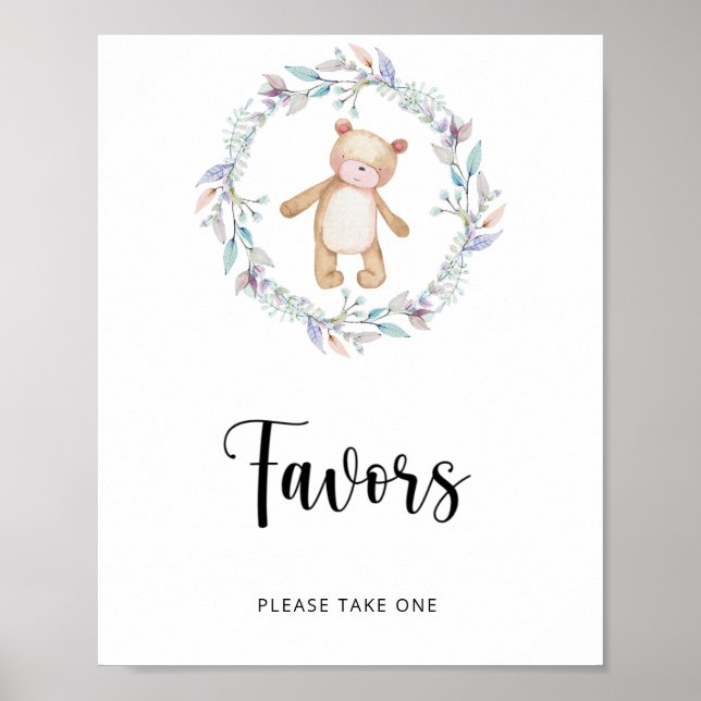 Poster petit ours en chemin \ Favors (Devant)