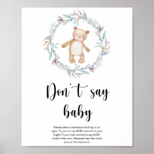 Poster Petit ours en peluche Ne dis pas bébé