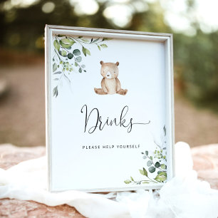 Poster Petit ours Eucalyptus Boissons se servir