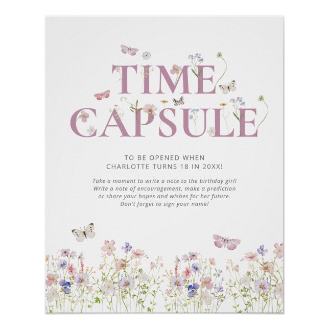 Poster Petit papillon 1er anniversaire heure Capsule (Devant)