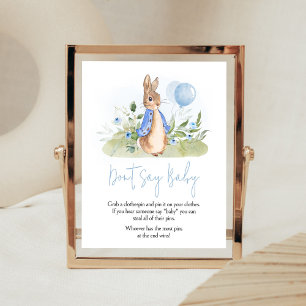 Poster Petit Peter Rabbit Baby shower Ne pas dire bébé