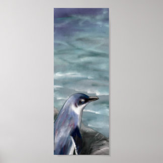 Poster Petit pingouin bleu