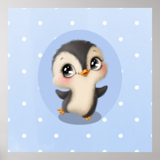 Poster Petit pingouin mignon