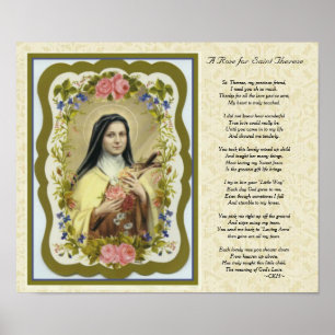Poster Petit poème Fleur de Saint-Thérèse personnalisable