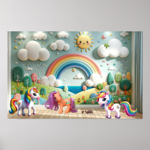 Poster Petit Poney et Licornes
