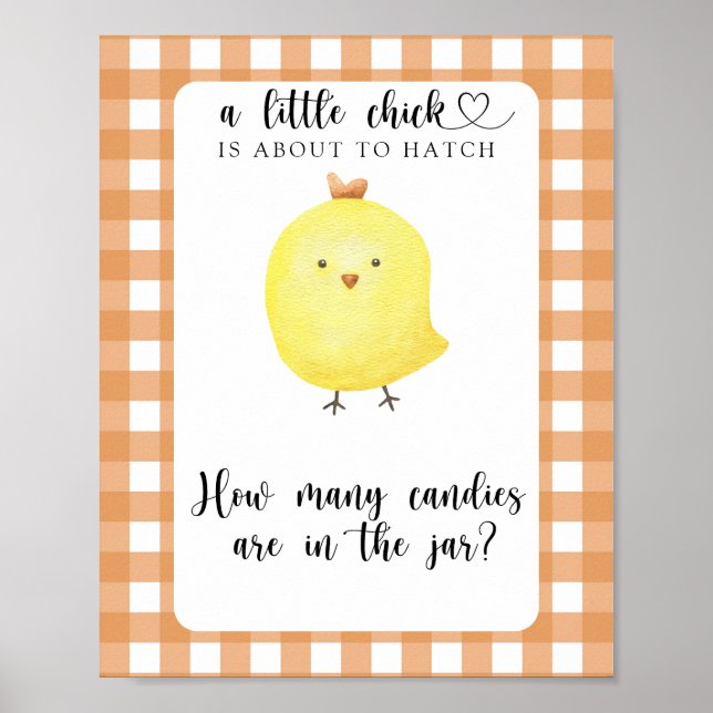 Poster Petit poulet - devine combien de bonbons (Devant)