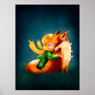 Poster Petit Prince et Renard. Illustration d'art de pépi