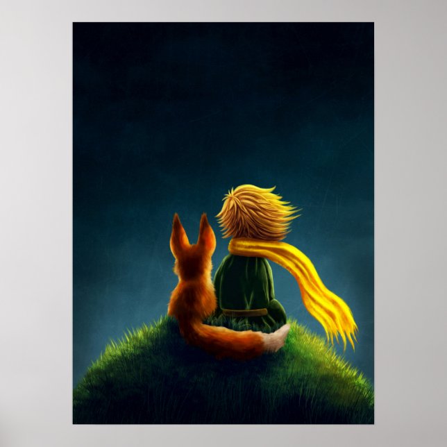 Poster Petit Prince et Renard. Illustration d'art de pépi (Devant)