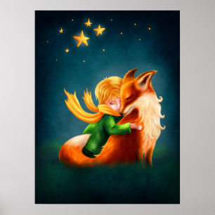 Poster Petit Prince et Renard. Illustration d'art de pépi
