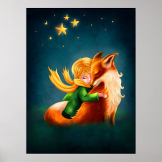 Poster Petit Prince et Renard. Illustration de l'art de l