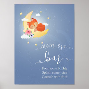 Poster Petit renard mignon sur la lune momosa bar