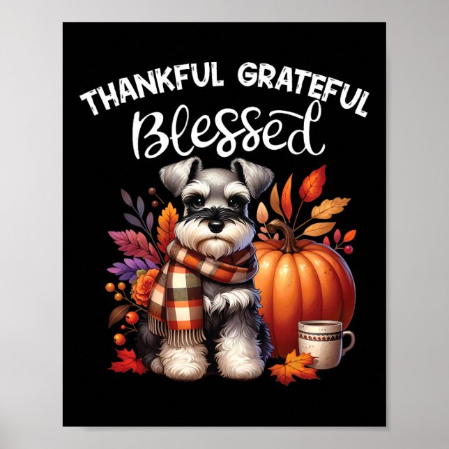 Poster Petit Schnauzer Chien Citrouille épice Happy Fall  (Devant)