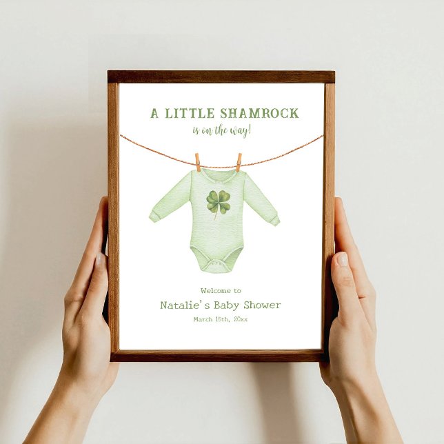 Poster Petit Shamrock St Patrick's Baby shower Bienvenue (Créateur téléchargé)