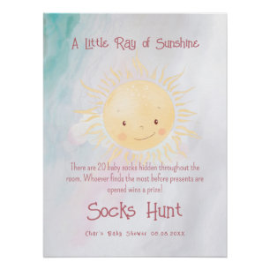 Poster Petit Soleil Thème Douche Chasse Sock