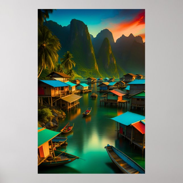 Poster Petit village de pêcheurs indonésien (Devant)