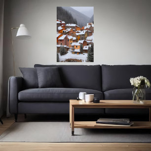 Poster Petit village italien dans la montagne   Art AI