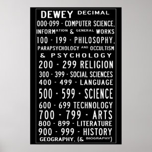 Poster Petite bibliothèque domestique Busroll décimal Dew