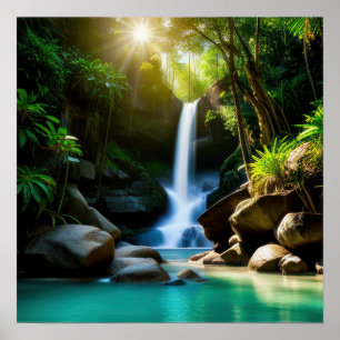 Poster Petite cascade tropicale