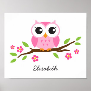 Poster Petite chouette personnalisation pépinière art mur