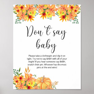 Poster Petite citrouille florale Ne dites pas bébé