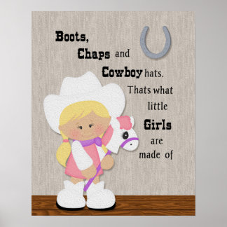 Poster Petite cowgirl Boots et Chaps wordart.