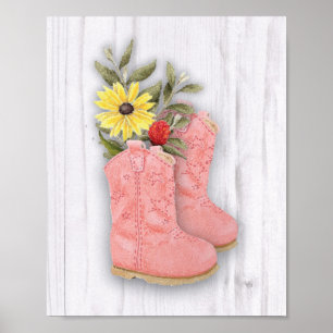 Poster Petite cowgirl Pink Bootie Nursert Art Imprimer