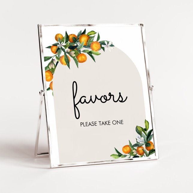 Poster Petite Cutie Citrus Orange Baby shower Faveurs (Gender Neutral Citrus Baby Shower Favors Sign)