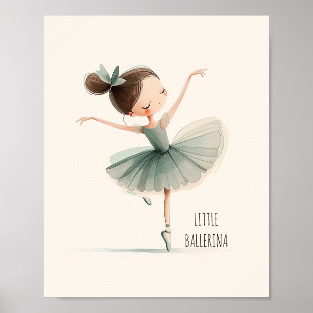 Poster Petite danseuse de ballet à l'aquarelle (Devant)