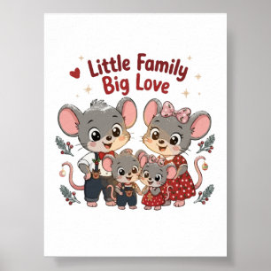 Poster Petite Famille Grand Amour Souris Mignonne