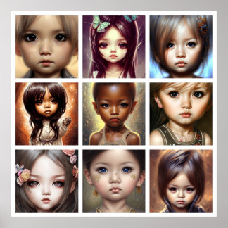 Poster Petite fille aux gros yeux Toddlers Art moderne 9