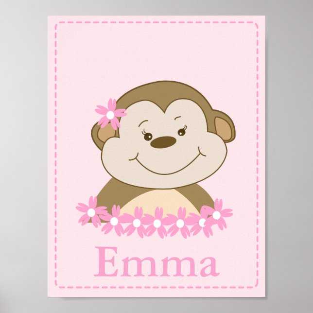 Poster PETITE FILLE Bambino Grossesse singe Salle Bébé Ar (Devant)