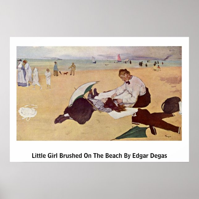Poster Petite Fille Brossée Sur La Plage Par Edgar Degas (Devant)