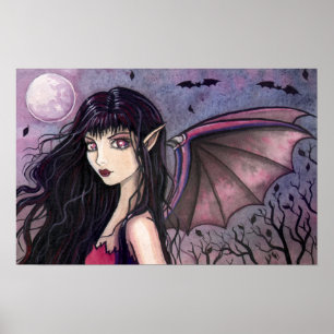 Poster Petite Fille Chauve-Souris Vampire Gothique Affich
