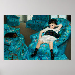 Poster Petite fille dans un fauteuil bleu, 1878 par Cassa