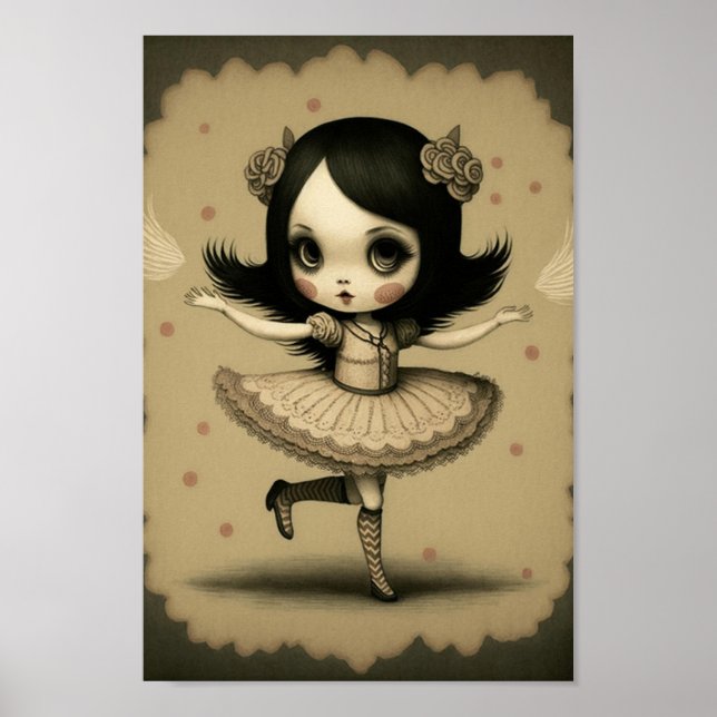Poster Petite fille de petit rabat doux mignonne (Devant)