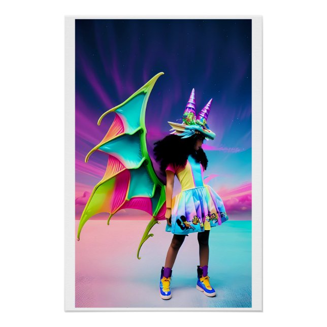 Poster Petite fille dragon (Devant)
