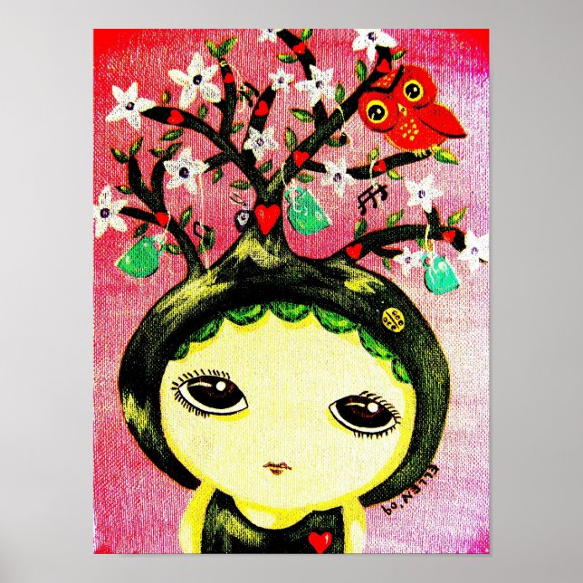 Poster Petite Fille - Elle Cultive Un Arbre (Devant)