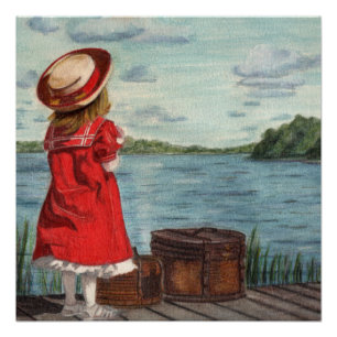 Poster Petite fille en rouge