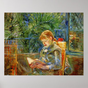 Poster Petite fille, lecture par Berthe Morisot