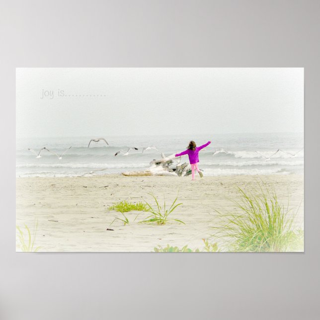 Poster Petite fille qui court sur la plage (Devant)