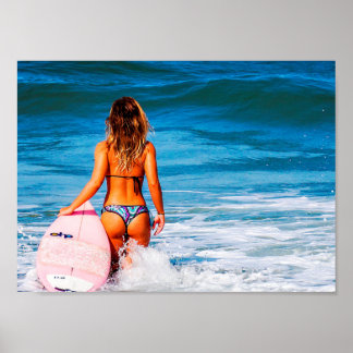 Poster Petite fille surfeuse
